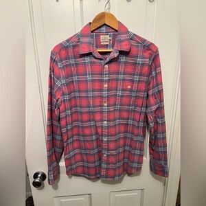 Faherty Men’s Pink and Blue Flannel Shirt size Large